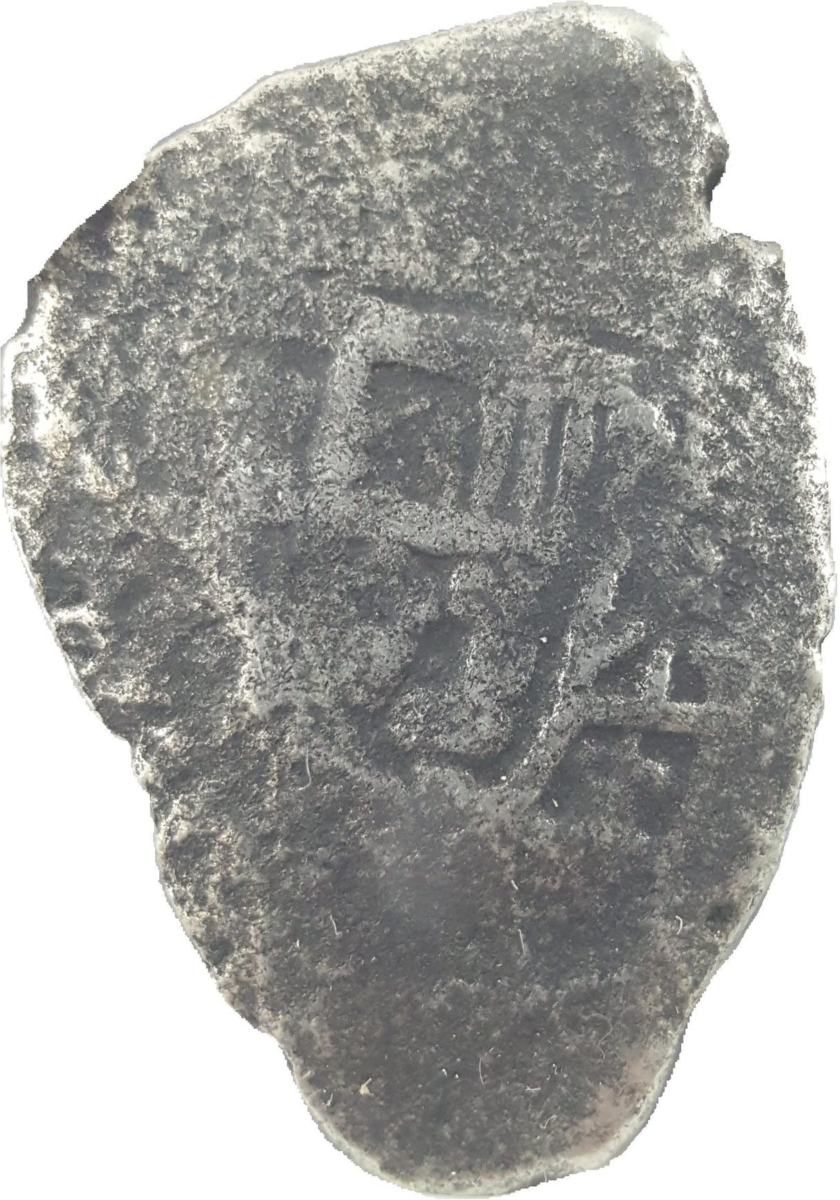 VLIEGENTHART-8R-NGC(NG) NGC certified 8-real fragment from the wreck of the Vliegenthart. Philip V, 1735.(NG)