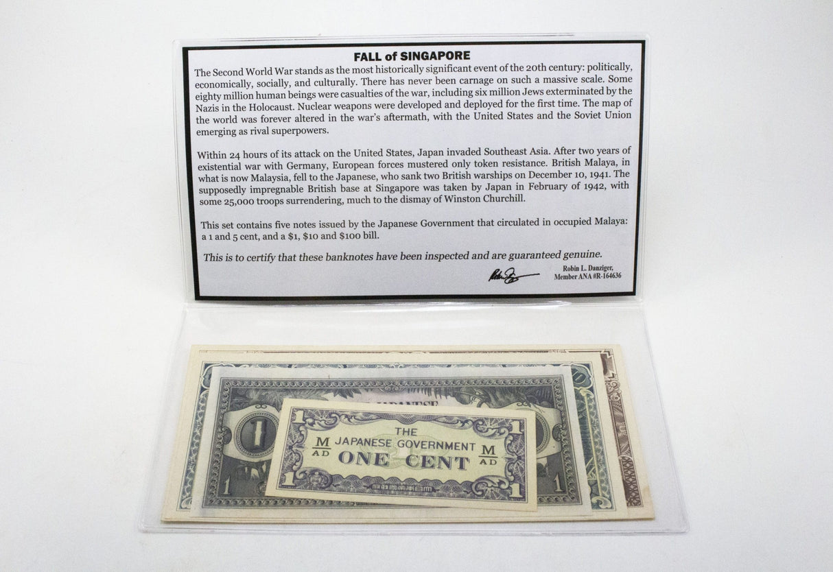 Fall of Singapore: Five Japanese Invasion Notes of Malaya  (Billfold)