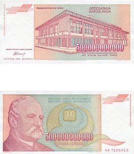 Yugoslavia P137(XF-AU) 500,000,000,000 Dinara