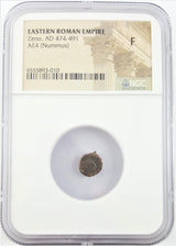 ZENO(AE4)NGC(F) Roman AE of Zeno (AD 474-475 and AD 476-491) NCG(F)