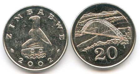 Zimbabwe KM4a(U) 20 Cents