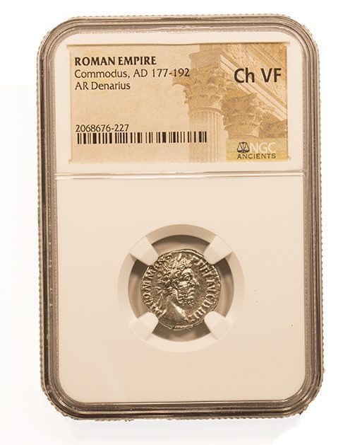 Roman Silver Denarius of Commodus (AD 177-192) NGC(VF